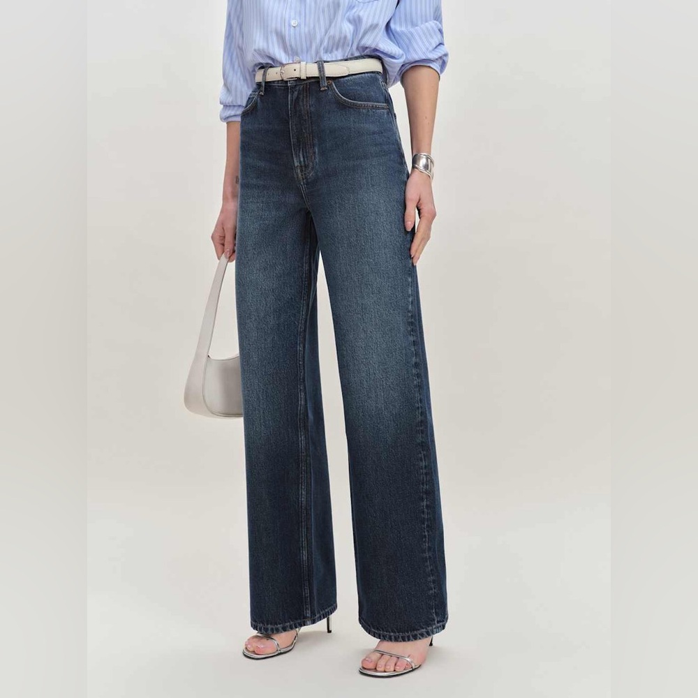 NEW Reformation Wes High Rise Wide Leg Jeans Mille  31” Dark Blue Sz 26 - Picture 3 of 13